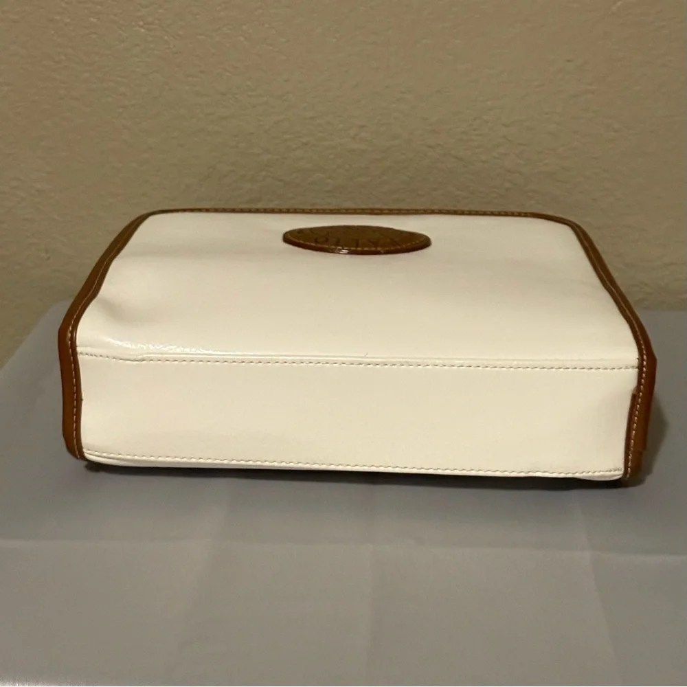 Palio Italy White‎ & Brown Leather Satchel Handbag Vintage Style